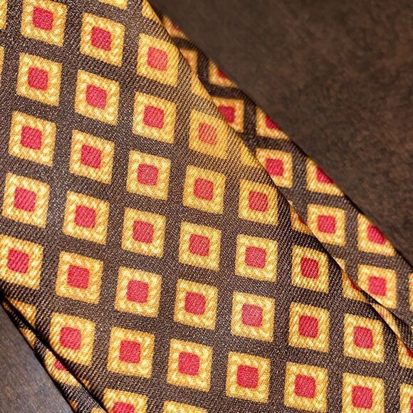 Daks London plaid Diamond print silk retro men’s vintage neck tie business smart - Picture 3 of 4